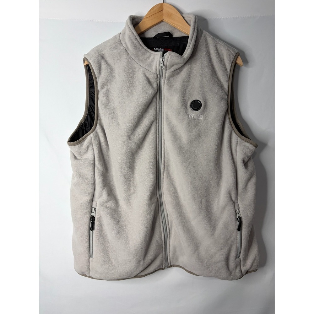 Weston Heated Apparel Fleece Vest Gray Full Zip Mens 2XL (READ) Battery Included